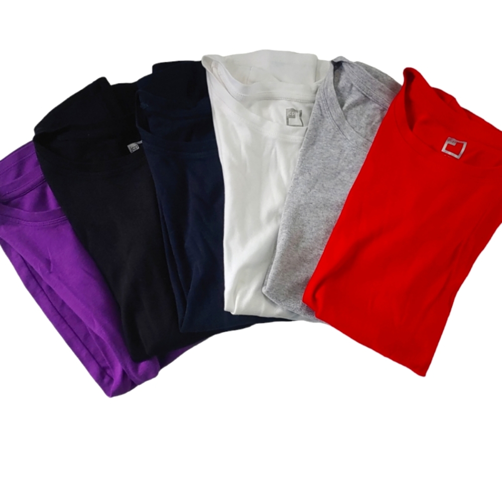 JCPENNEY 6 Plain Color Women's 100% Cotton Tee Bundle Size Smalls